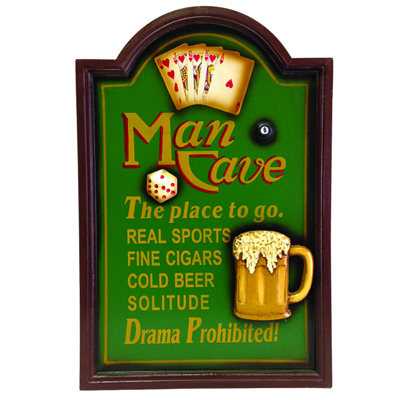 Man Cave No Drama Allowed - Wood Bar Sign 