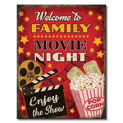 Family Movie Night Tin Sign
