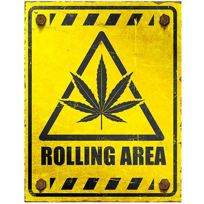 Caution Rolling Area Tin Sign