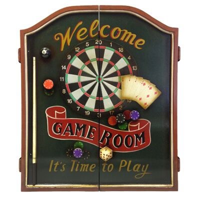 Jett Vintage Pub Game Room Dart Cabinet 