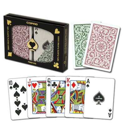 Copag Poker Size Regular Index Double Deck Green and Burgandy 