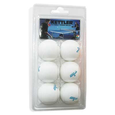 Kettler 3 Star White Table Tennis Balls (6 pack)