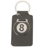 Metal 8 Ball on Leather Tag Keychain