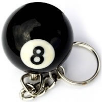 Pool Ball Keychain  #8 1" Diameter