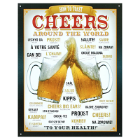 Cheers All Around The World Tin Sign