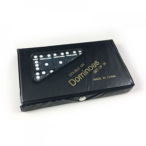 Dominoes Double 6 Black With White Dot - Vinyl Case 