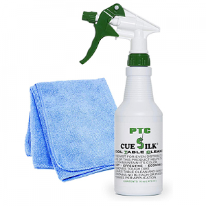 Cue Silk PTC Pool Table Cleaner 470ml Bottle Bundle with Microfiber Cloth