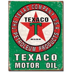 Texaco Oil Weathered Tin Sign