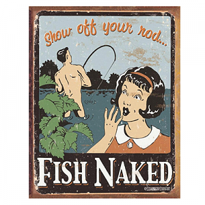 Fish Naked Tin Sign 