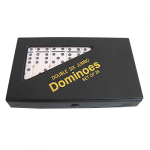 Double 6 Black Dot Dominoes in a Vinyl Case 