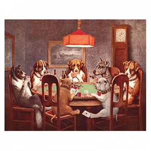 7 Dogs Playing Poker Tin Sign 